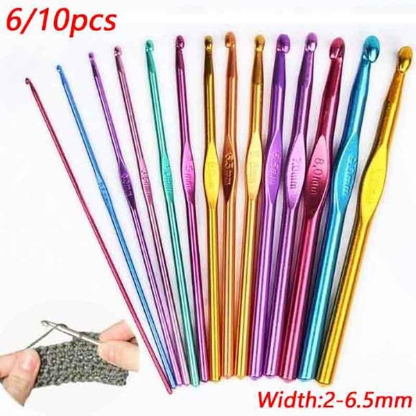6-10 Pcs 2-2.5-3-3.5-4-4.5-5-5.5-6-6.5 mm Aluminum Oxide Knitting Needles Crochet Hook Weave Crochet Needles