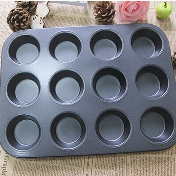 1PC Bakeware Muffin Cake Baking Pan 6-12 Holes Cupcake Mold Non Stick Baking Dishes Carbon Steel Oven Trays Pastry Tool JC 0524