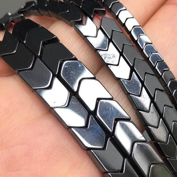 1lot Natural V Shape Black Hematite Stone Beads Flat Arrows Triangle Loose Spacer Beads For Jewelry Making Diy Bracelet Accessories Matron Inn
