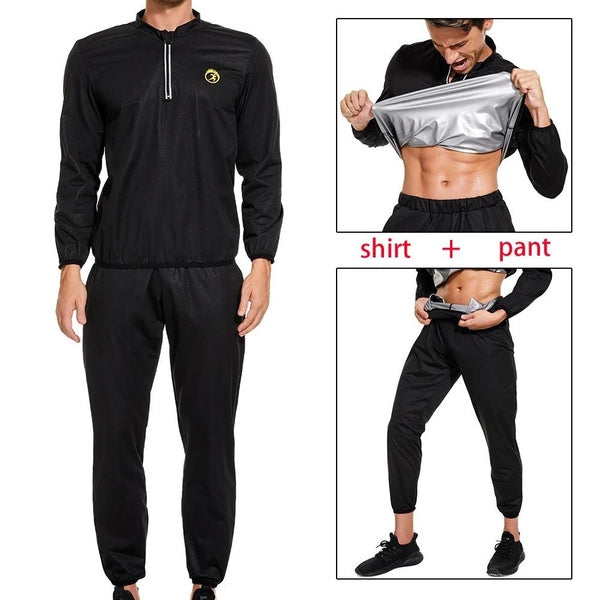 Combinaison de sauna LAZAWG pour hommes - Ensemble de leggings et pantalons de sudation pour perte de poids, veste amincissante d'entraînement, haut