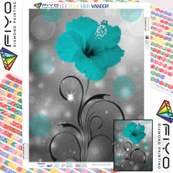 FIYO Flower DIY 5D Diamond Painting Full Drill with Number Kits Home and Kitchen Fashion Mosaic Diamond Painting Canvas Wall Decoration Gift Crafts f