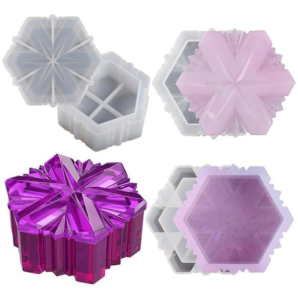 DIY Hexagon Storage Box Resin Molds Crystal Silicone Moulds for Resin Epoxy Handmade Home Decorations Craft Making Tools