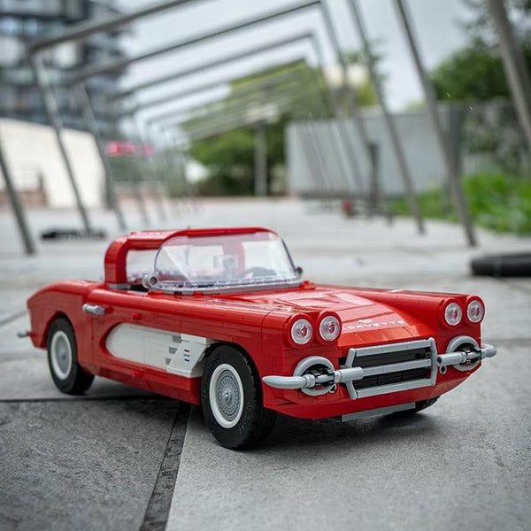 New MOC 1210pcs Red Retro Roadster Super Racing Car Model Building Block Brick Educational Assembly Toy Children Boy Gift