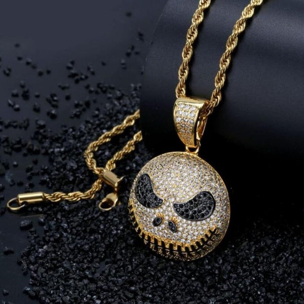 Hip Hop Cartoon Crâne Hommes Pendentif Collier Rock Locomotive Diamant Grimace Collier Bijoux