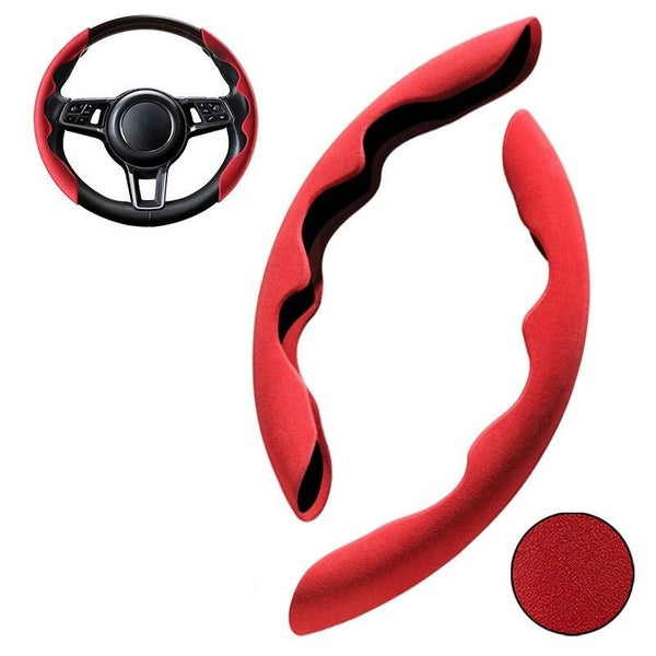 1Pair Car Steering Wheel Cover Winter Anti-skid Steering Wheel Plush Card Cover Four Seasons Universal Decorative