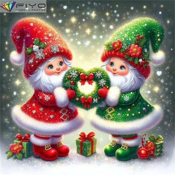 FIYO The Christmas Sisters DIY 5D Diamond Painting Full Drill with Number Kits Home and Kitchen Fashion Mosaic Diamond Painting Canvas Wall Decoratio