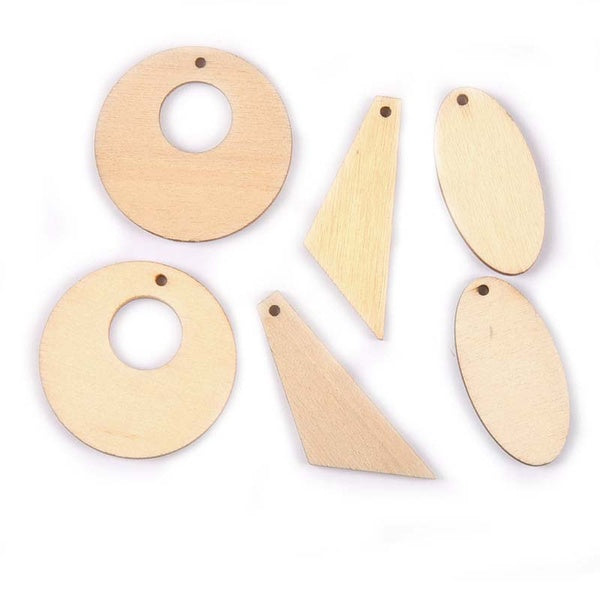 20 pièces ronde forme de goutte bois naturel artisanat fournitures Scrapbooking pendentif en bois pour boucle d'oreille bijoux à bricoler soi-même ar