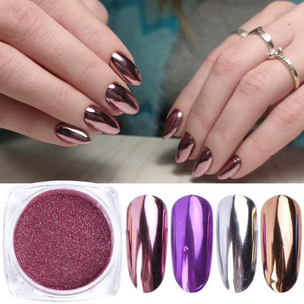 1 boîte Nail Glitter Mirror Poudre Super Shine Chrome Glitter Or Rose Argent Métallique Poussière Manucure Frotter Pour Les Ongles