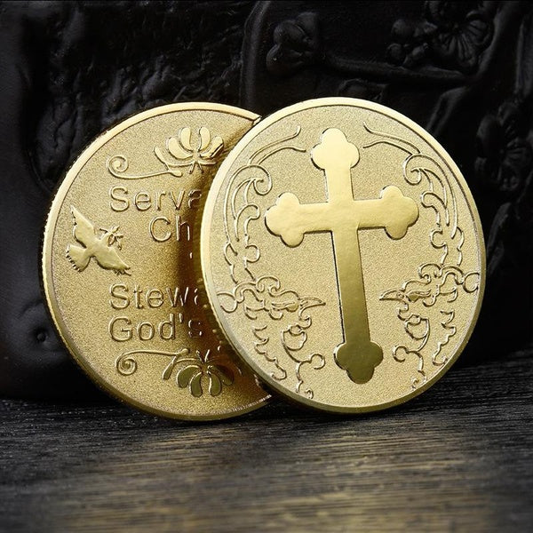 Servant of Christ Steward of God's Gifts Jesus Christ Metal Commemorative Coin Good Luck Wishes Decorations Prayer Badge Collectibles God Is with You