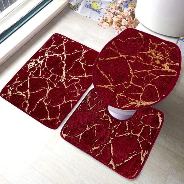 Memory Foam Bath Mats Non-Slip Bath Rug Set 3 Piece,Washable Bathroom Mats,Absorbent Quick-drying Carpet Super Soft U-Shaped Toilet Area Mats For Bat