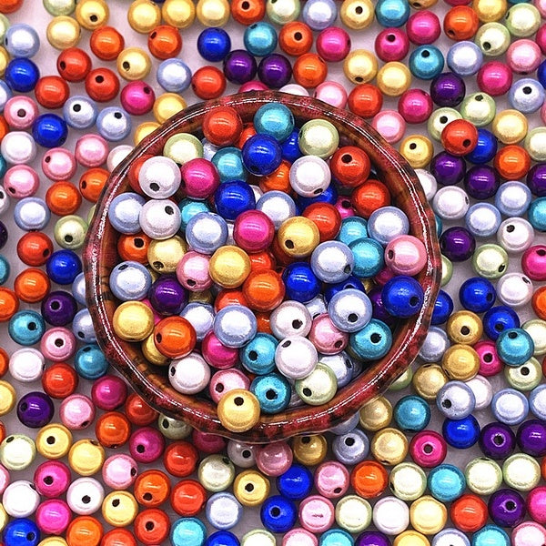 NEW 50pcs 8mm AB Color Round Acrylic Bead Loose Spacer Beads For Jewelry Making DIY Accessories Matron Inn