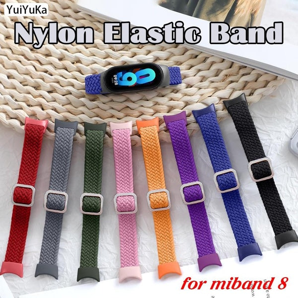 YuiYuKa Braided watch Band for Mi Band 8 Nylon Elastic Sport Adjustable Wristband Bracelet for Xiaomi Mi Band 8 Watch Accessories (1 Pcs Band) Matron Inn