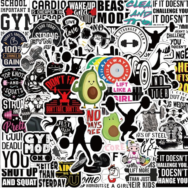 10-55pcs Gym stickers Motivational Gym Workout Sticker graffiti Stickers for DIY Luggage Laptop Skateboard Motorcycle Stickers
