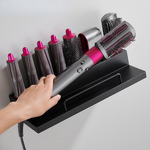 Wall-mounted Hair Dryer Holder Hanger Airwrap Shelf Dryer and Hair Curler Storage Rack Hair Care Tool Bathroom Shelf Organizer