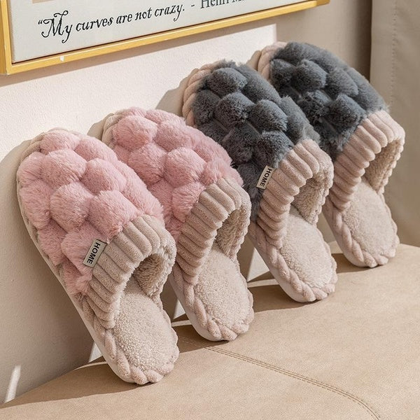 Pantoufles Fuzzy Home pour femmes et hommes, semelle souple antidérapante, confortables, chaudes, en peluche, chambre à coucher, chaussures plates d'