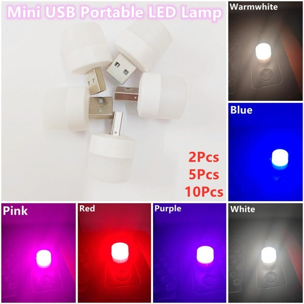 2pcs-5pcs-10pcs -Pack White-Warmwhite- Red- Blue- Pink- Purple Color Mini USB Book Lamp DC5V USB Plug Night Light Portable LED Eye Protection Reading