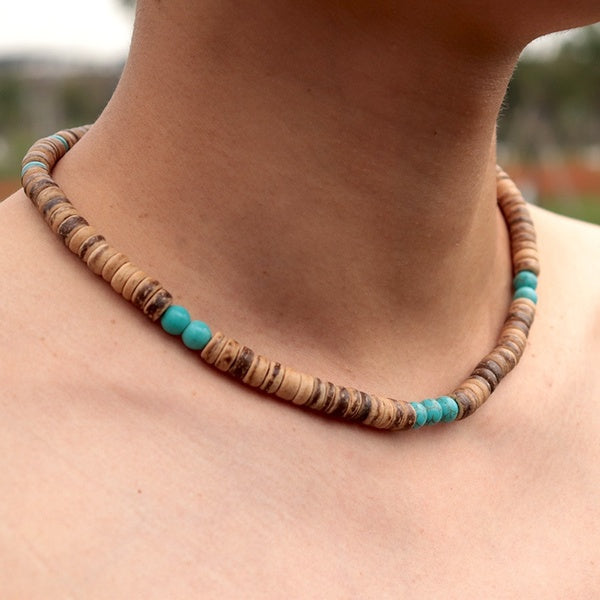 Vintage Handmade Coconut Shell Wooden Short Necklace Bohemian Choker Neckless For Men Gothic Jewelry Collier Homme