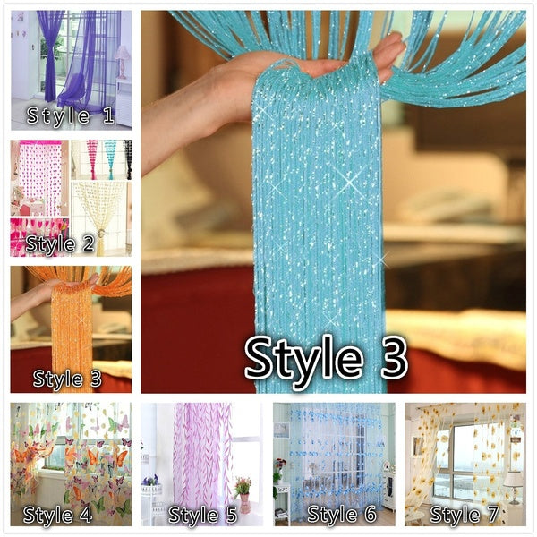 1pcs 200cm*100cm Fly Screen Fringe Tassel Curtain Voile String Curtains Room Divider Door Window Decor (7 Style)