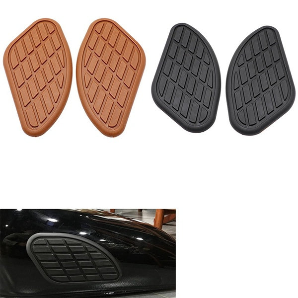 1Pair Vintage Rubber Motorcycle Gas Tank Pad Side Fuel Knee Protector Sticker Universal for most Motorcycle Brown-Black