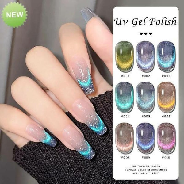Women New Fashion Cat Eye Gel Nail Polish Shining Crystal UV Gel Nail Polish Whitening Nail Glue Varnish Fashionable Nail Art Gel