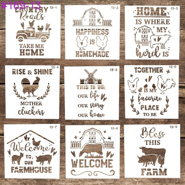 9 pcs 15 cm Decorative Layering Home Letter Print Stencil for DIY Scrapbooking-photo album Decorative Embossing DIY Paper Cards Crafts