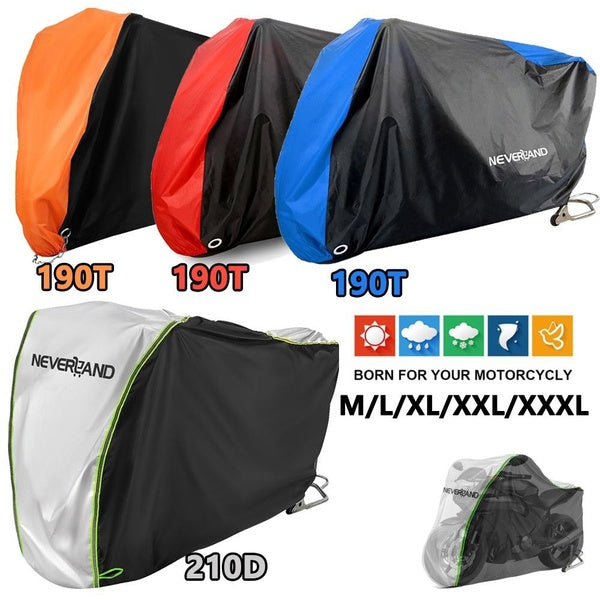 Neverland Motorcycle Cover Waterproof Outdoor Protection Sun Protection Durable with Lock-Holes Bandage Storage Bag for Kawasaki Yamaha Honda Suzuki
