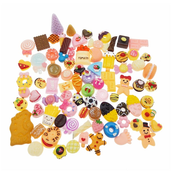 Mix Resin Food Shape Colorful Flatback Jewelry Dessert Cookie Cake Bread Candy Icecream Lollipops Cabochons Slime Charms