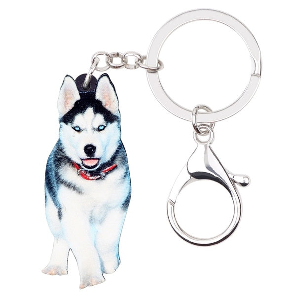 Acrylic Siberian Husky Dog Key Chains Ring Keychains Novelty Animal Jewelry For Women Girls Teen Kids Purse Handbag Car Key Charms Party Accessories