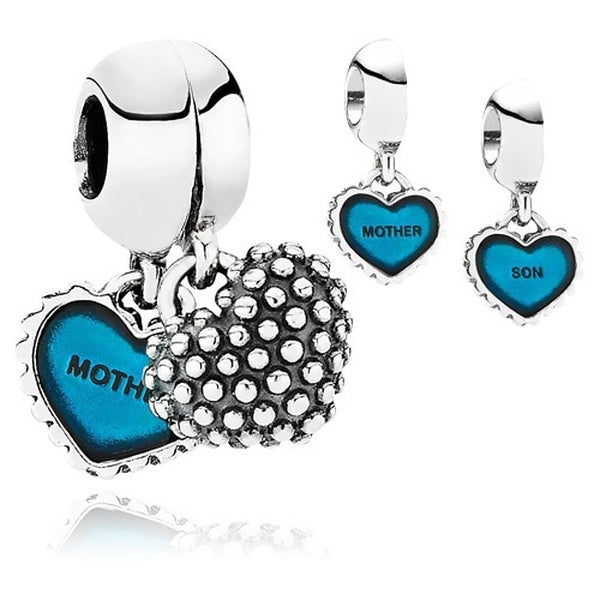 925 Sterling Silver Piece of My Heart Mother - Son Bead For European Jewelry Charm Bracelet LW178