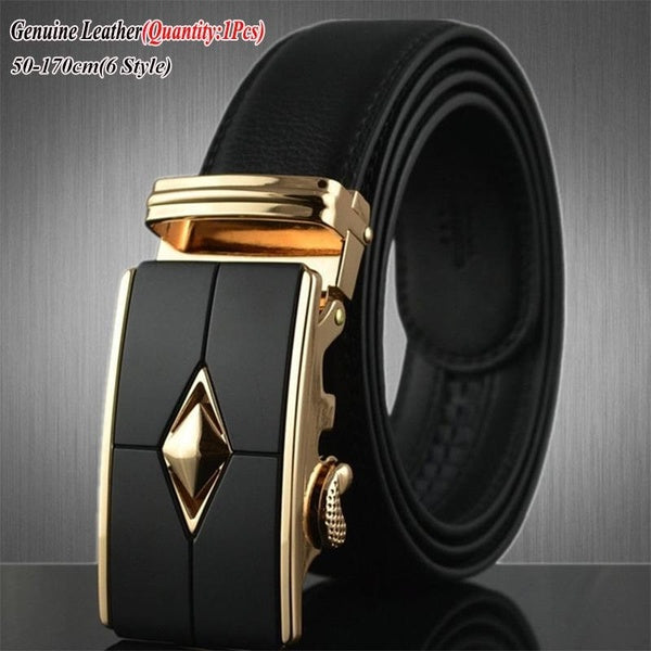 Men Fashion Genuine Leather Luxury Belts Waist Belts for Men Jeans Belts Automatic Buckles Belts Christmas Present Very Long 50cm-170cm 6 Colors(Quan