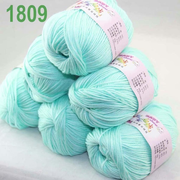 New Sale Lot of 6x50gr Balls Soft Cashmere Silk wool Hand Knitting DK Baby Crochet Yarn #09 Seafoam ★Luxurious Scarves Wrap Shawl Hobbies ★Visit my's