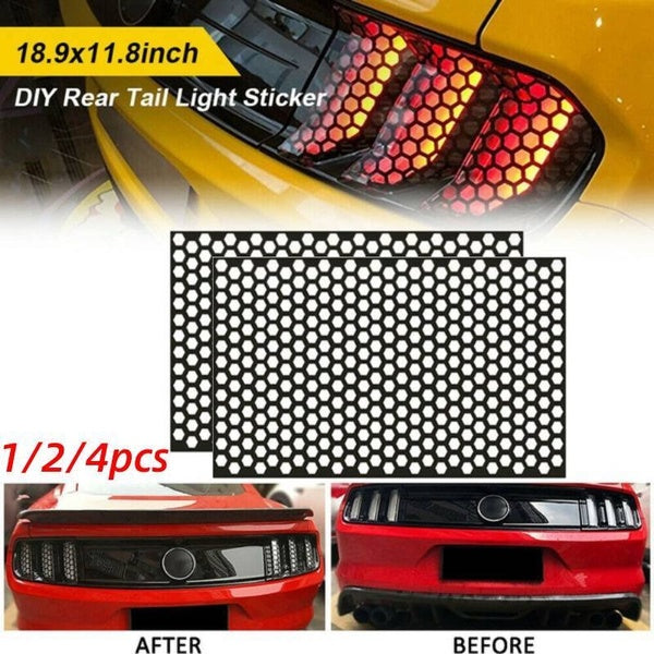 1-2-4pcs 48*30cm Car Rear Tail Light Honeycomb Stickers Exterior Accessories Taillight Film Decals Car Wrap Sticker