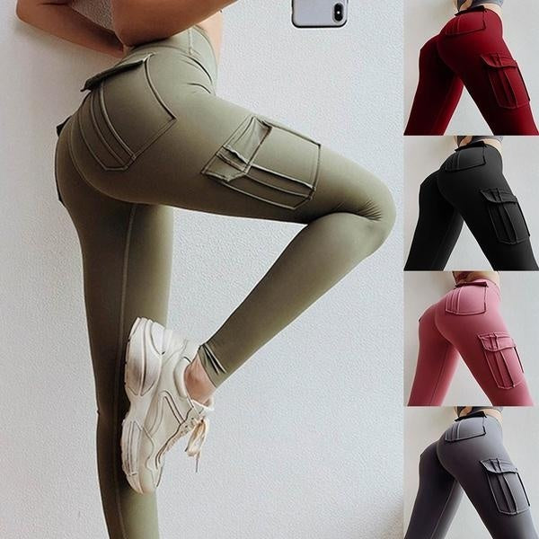 Pantalons de Yoga pour femmes taille haute Style militaire Leggings de Sport Gym Slim Fit Pantalon de survêtement de poche en plein air