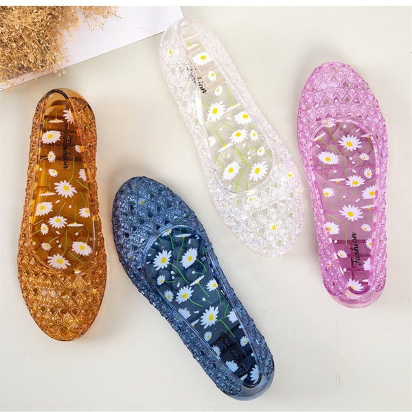 Crystal Transparent Hole Sandals Women's Bag Head Breathable Household Plastic Shoes