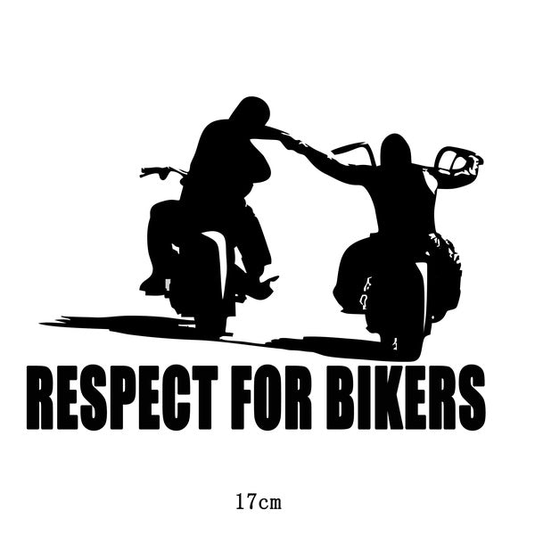 2PCS Motorcycle Respect for Bikers Vinyl Car Sticker Vinyl Car Bumper Decal Black-Silver
