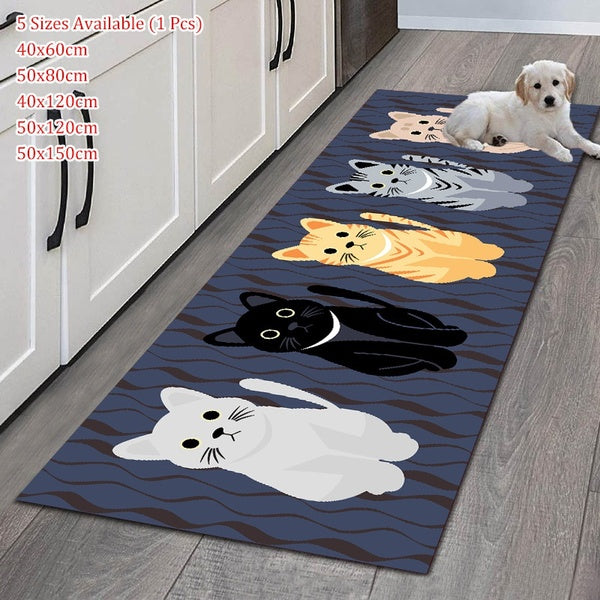 Floor Mats Cute Cat Cartoon Rugs Bathroom Kitchen Carpets Area Rug House Anti-Slip Door Mats 5 Sizes Available (1Pcs) 40x60cm-50x80cm-40x120cm-50x120