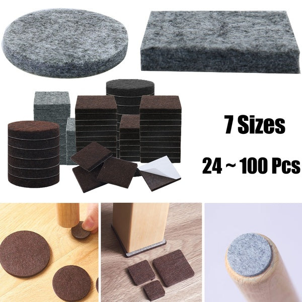 7-Size Felt Furniture Pads Self-Adhesive Thick Anti-Scratch Reduce-Noise Floor Protector for Table Chair Legs Feet