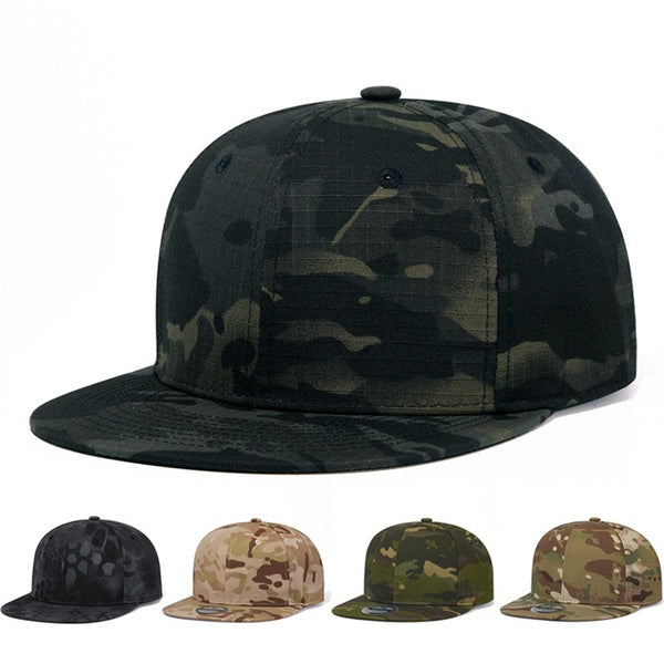 Men's Military Camo Baseball Cap Hip Hop Bone Snapback Hats Flat Brim Adjustable Sports Caps For Outdoor Activities
