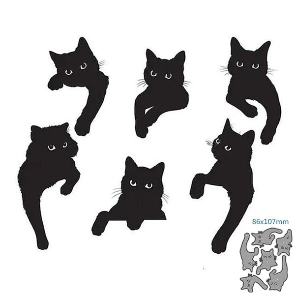 DIY Cards Six Cats Animal Metal Cutting Dies Stencils Scrapbooking Embossing Stamping Album Card Gifts