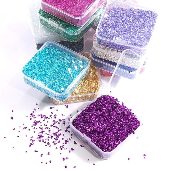 80g-Box Color Crushed Glass Stones Resin Filling For DIY Epoxy Resin Mold Irregular Crystal Nail Art Decoration Jewelry Making