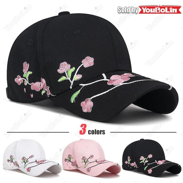 Women's Baseball Cap with Chinese Style Plum Blossom Embroidery Classic Outdoor Casual Sport Sun Visor Hat