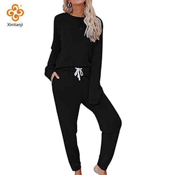Xintianji 2pcs Tracksuits Set for Women Lounge Wear Long Sleeve Tops+Sweatpants Cozy Sweats Track Suits Set S-2XL