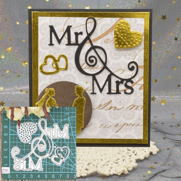 Mr et Mme mots matrices de découpe en métal pour Album de Scrapbooking carte de mariage faisant des découpes de gaufrage en papier