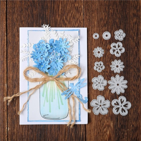 12pcs Flower Dies Daisy Metal Cutting Dies DIY Etched Dies Craft Paper Card Making Scrapbooking Embossing