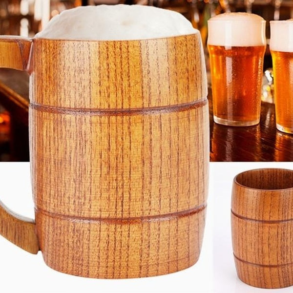 Wooden Beer Cup Retro Big Capacity Tea Water Classic Wood Drinking Mug