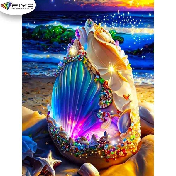 FIYO Crown Shell Diamond Painting Kits For Adults DIY 5D Diamond Mosaic Diamond Painting Home and Kitchen Fashion Canvas Pictures Wall Decoration Gif