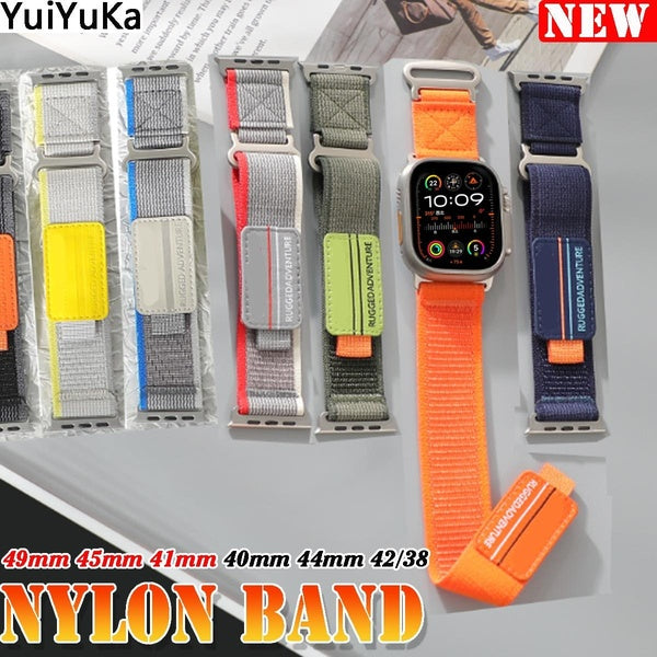YuiYuKa Nylon Strap for Smart Watch Ultra-Ultra 2 49mm 9 8 7 45mm 41mm Sport Accessories Belt Bracelet Band for Smartwatch Series SE 6 5 4 3 2 1 44mm