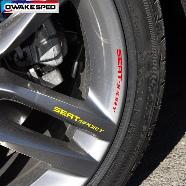 4pcs For SEAT SPORT Rims Alloy Wheels Curved Decals Stickers For Mii Ibiza Cupra Leon FR TDi