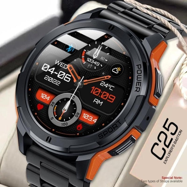 2024 New Military-Grade Toughness Smart Watch Men 1.43'' AMOLED Screen Outdoor Sports Fitness Tracker with Heart Rate 10m Depth Waterproof 410mAh Bat