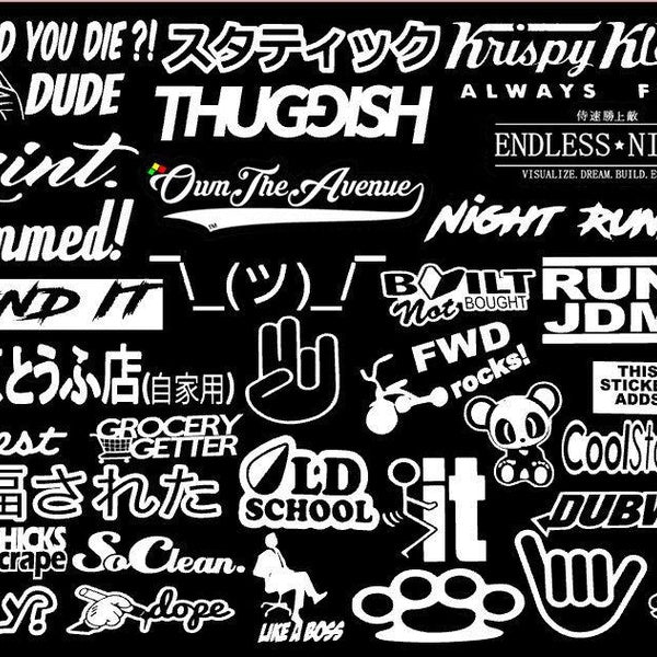 for JDM 35 CAR STICKER DECAL PACK WINDOW STICKERS for JDM KDM SLAMMED RACE DRIFT MTG